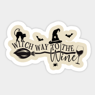 Witch Way To The Wine Funny Halloween Witch Wine Drinker Sticker